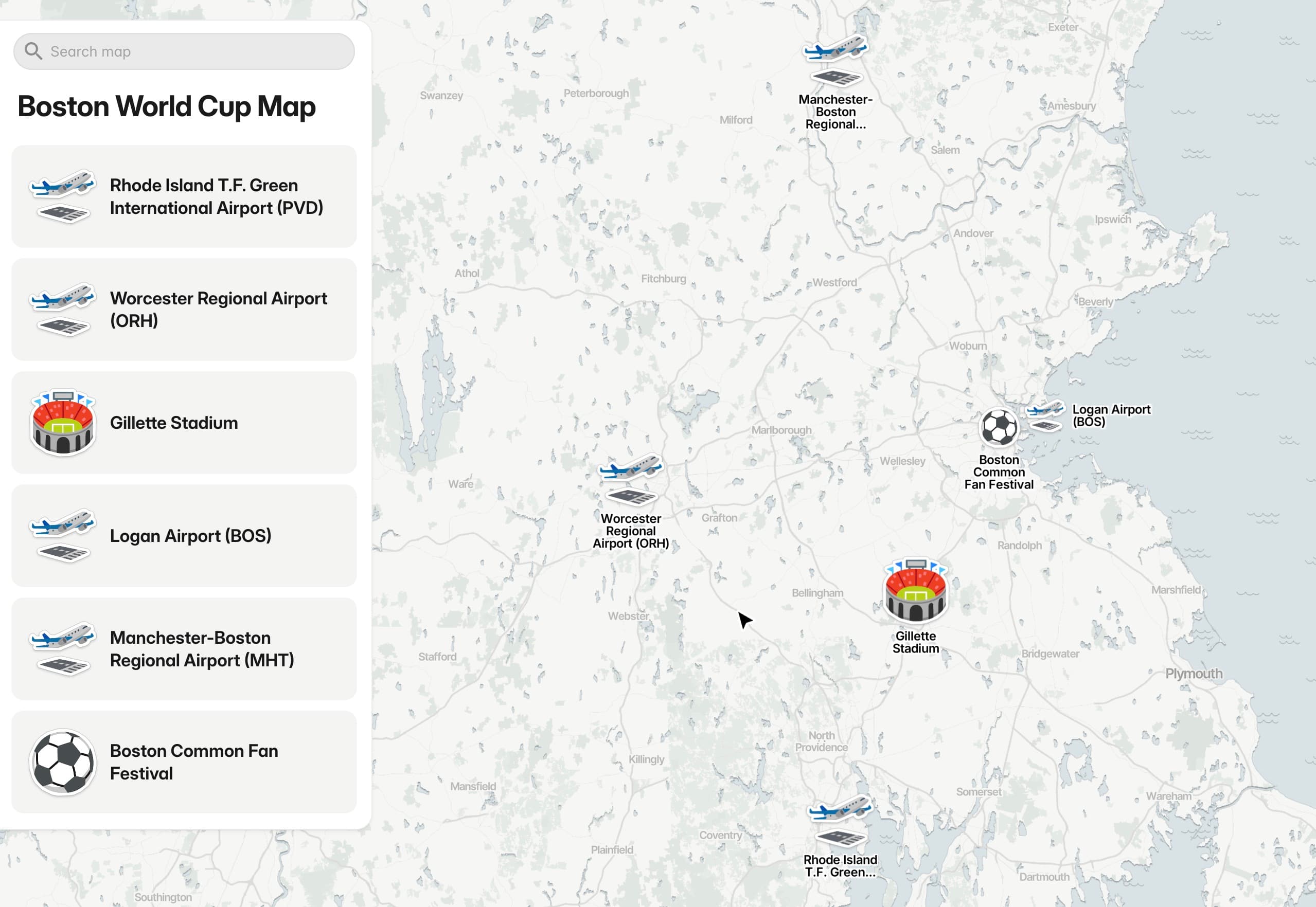 Boston World Cup map