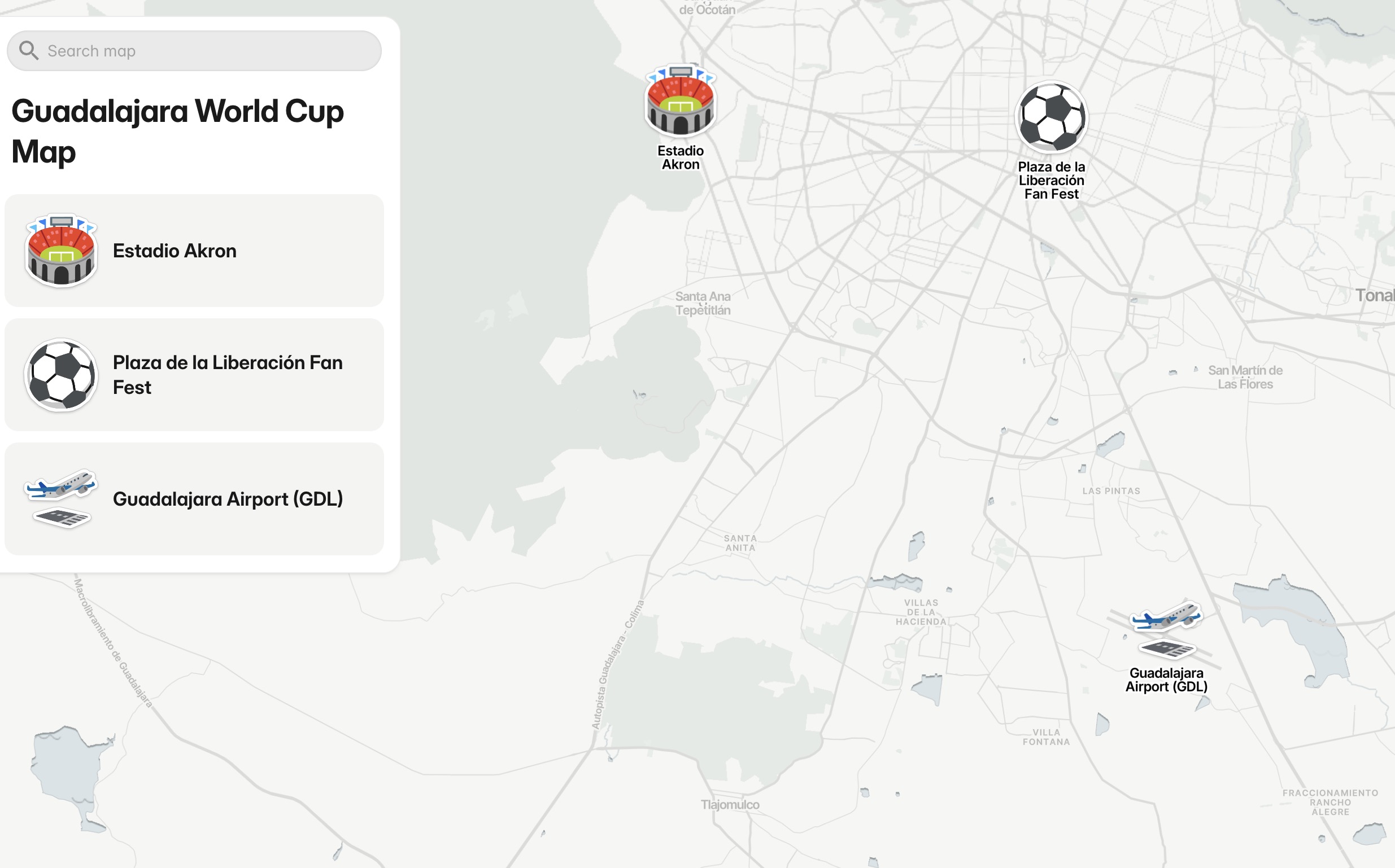 Guadalajara Stadium Map