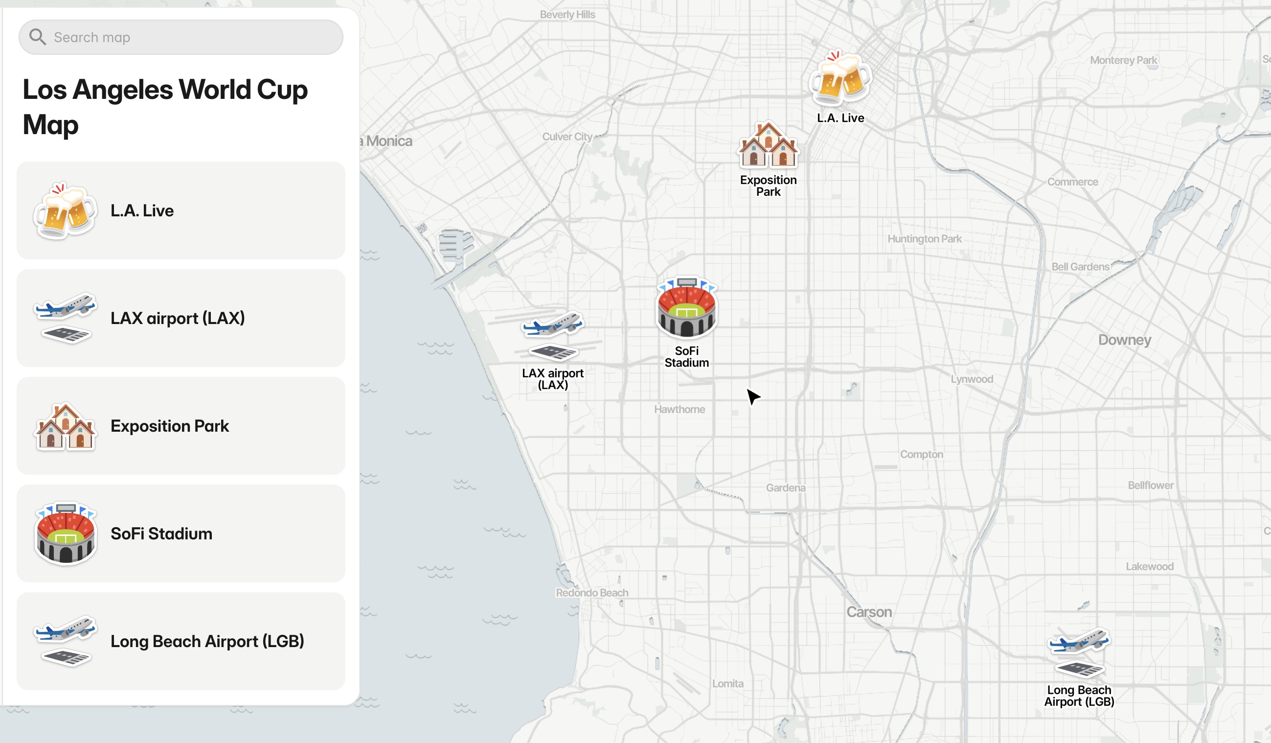 Los Angeles Stadium Map