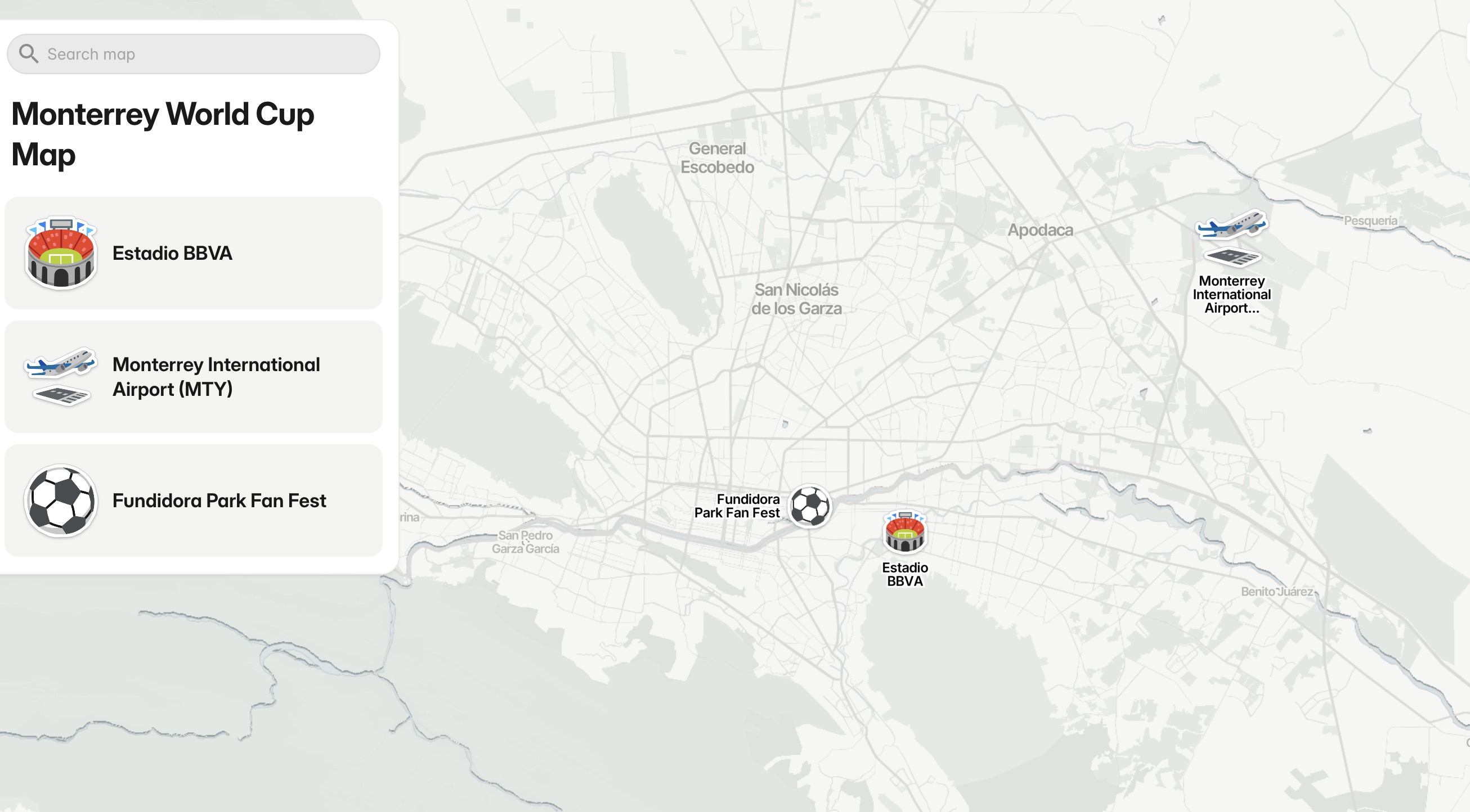 Monterrey Stadium Map