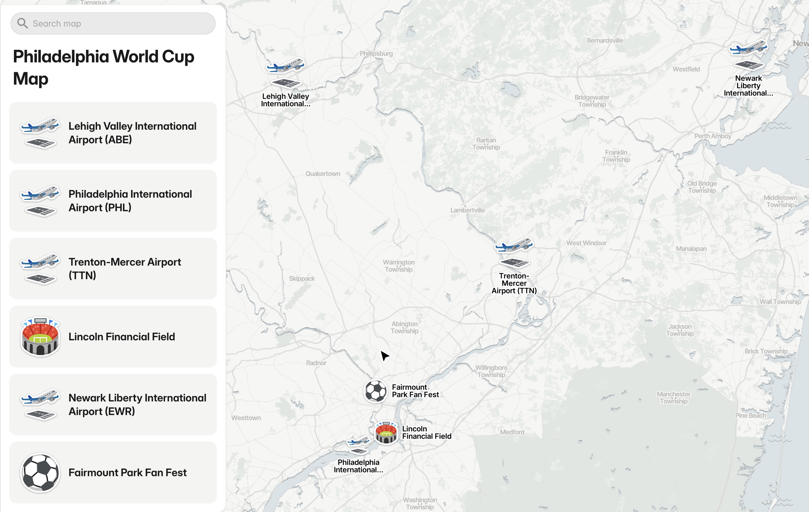 Philadelphia Stadium Map